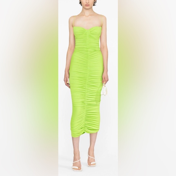 Alex Perry Everett Ruched Maxi Dress in Green Apple - Picture 8 of 16